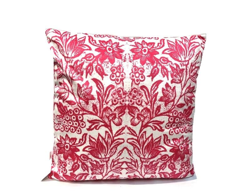 back of square velvet cushion