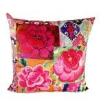 Square Cushion Silk Road shades of pink, deep rose and touch of yellow