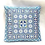 Velvet Cushion Square Palazzo Blue and White