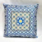 Velvet Cushion Square 50 cm Palazzo Blue and White