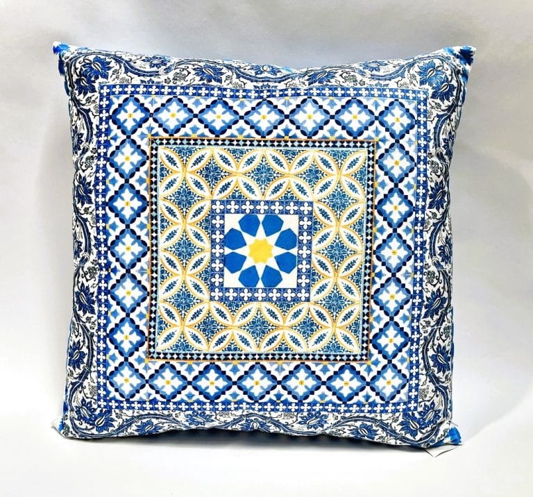 Velvet Cushion Square 50 cm Palazzo Blue and White