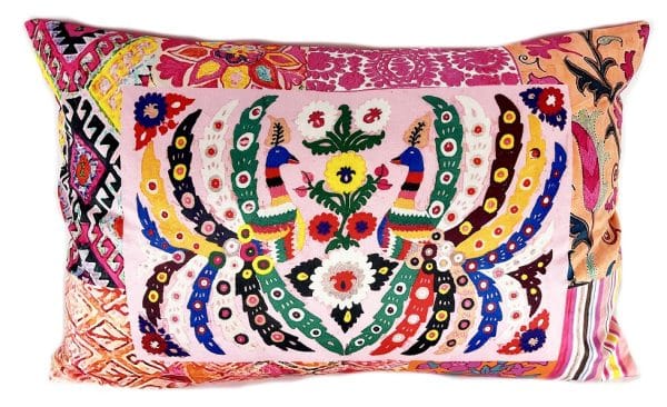 Rectangle Cushion Velvet Pink Silk Road