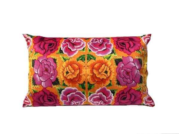 Velvet Cushion Pink and Orange Mexicana by Anna Chandler