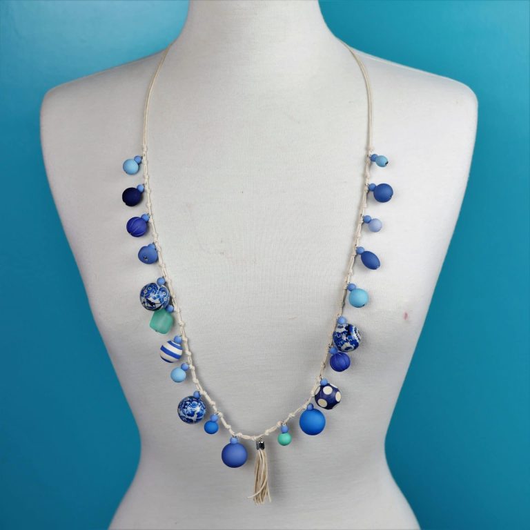 Funky Bobble Necklace Blue anna chandler design