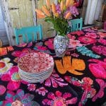 Canvas Tablecloth Florabel Black by Anna CHandler Design