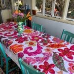 Canvas Tablecloth Florabel Pink and White