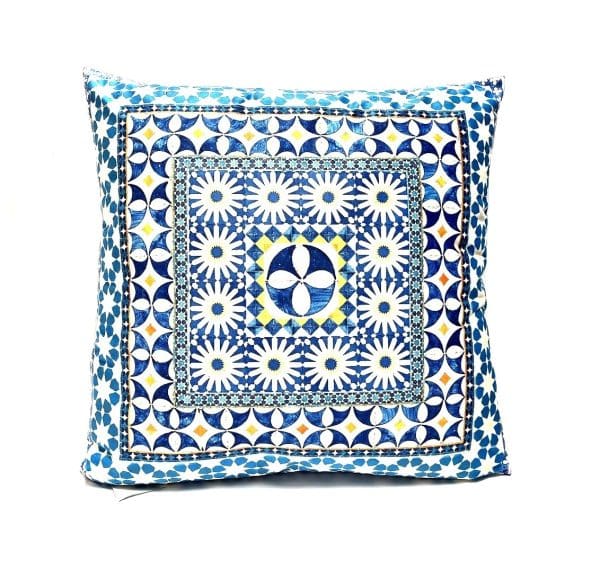 Velvet Square 50 cm cushion Palazzo Blue and White