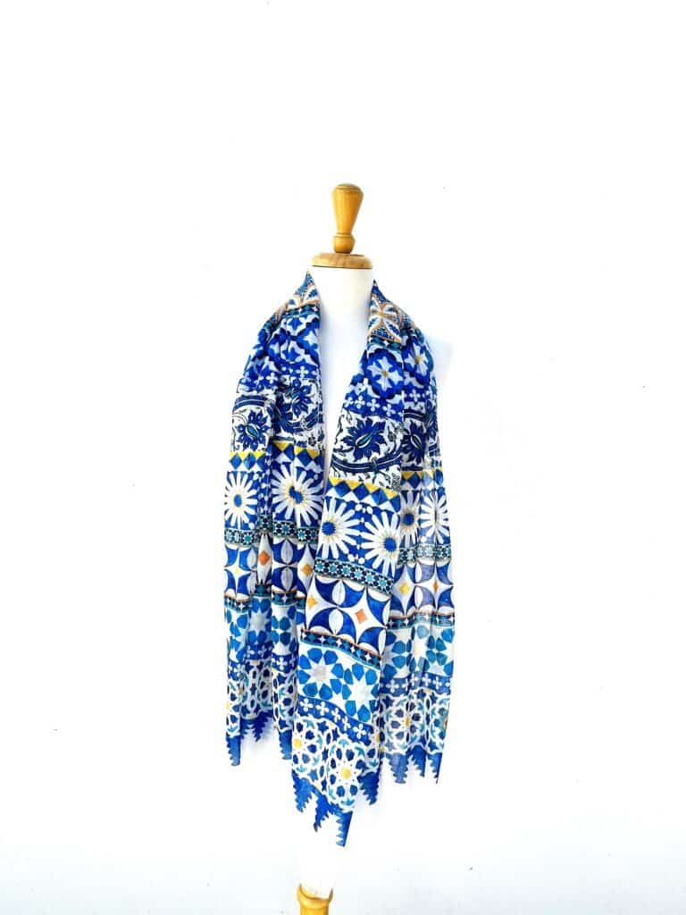 Palazzo Blue and White Scarf by Anna Chandler